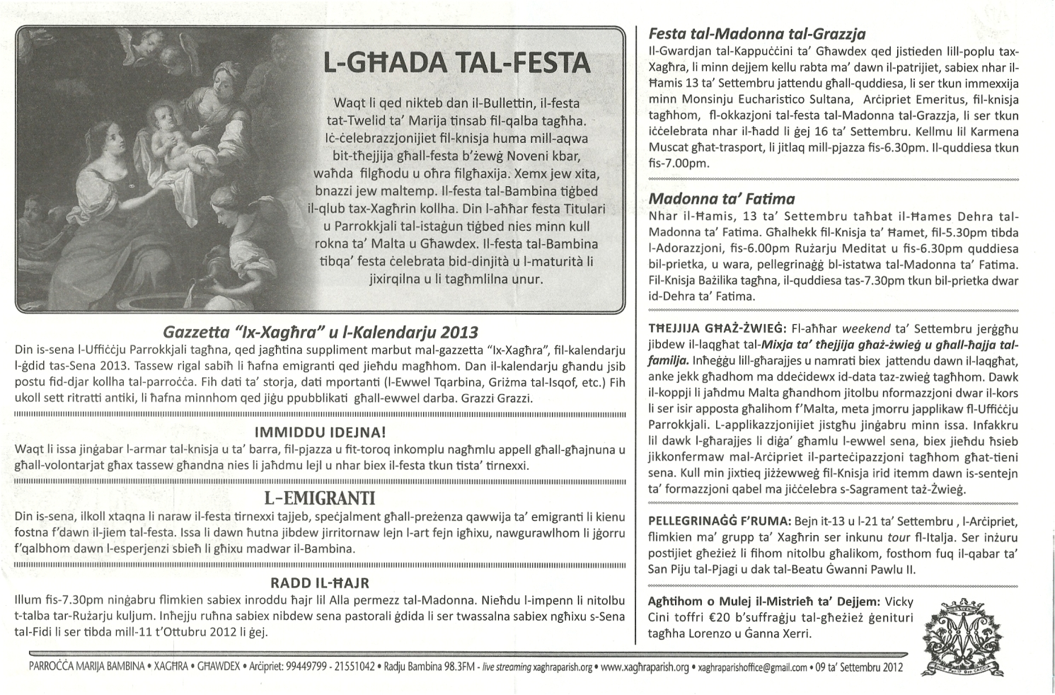 Il-Bullettin tal-Hadd – September 9