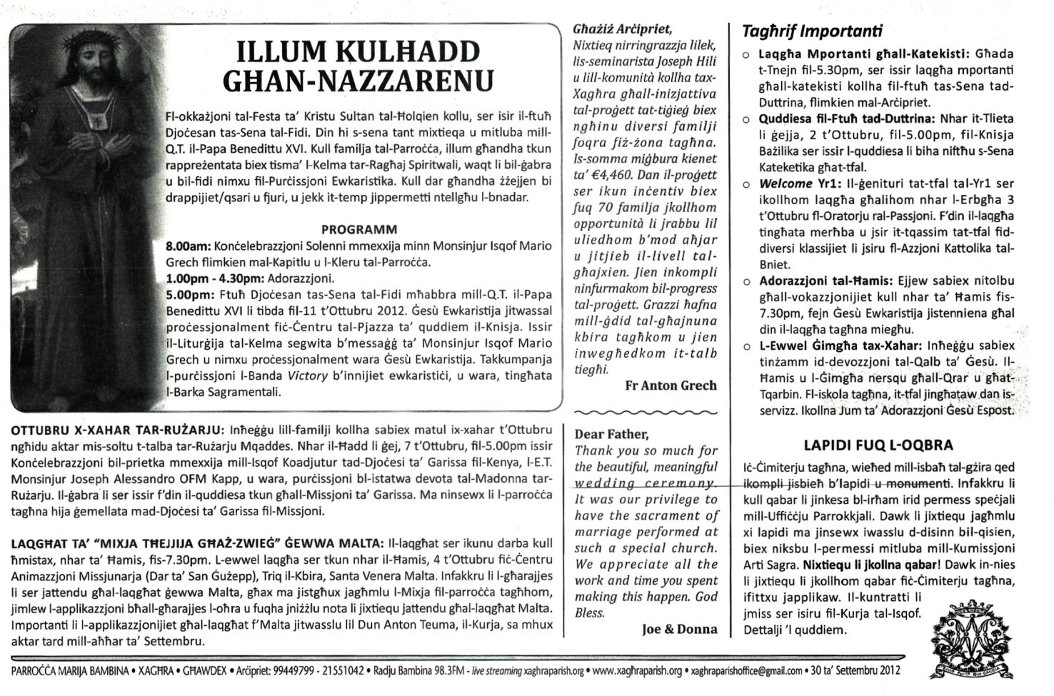Il-Bullettin tal-Hadd – September 30
