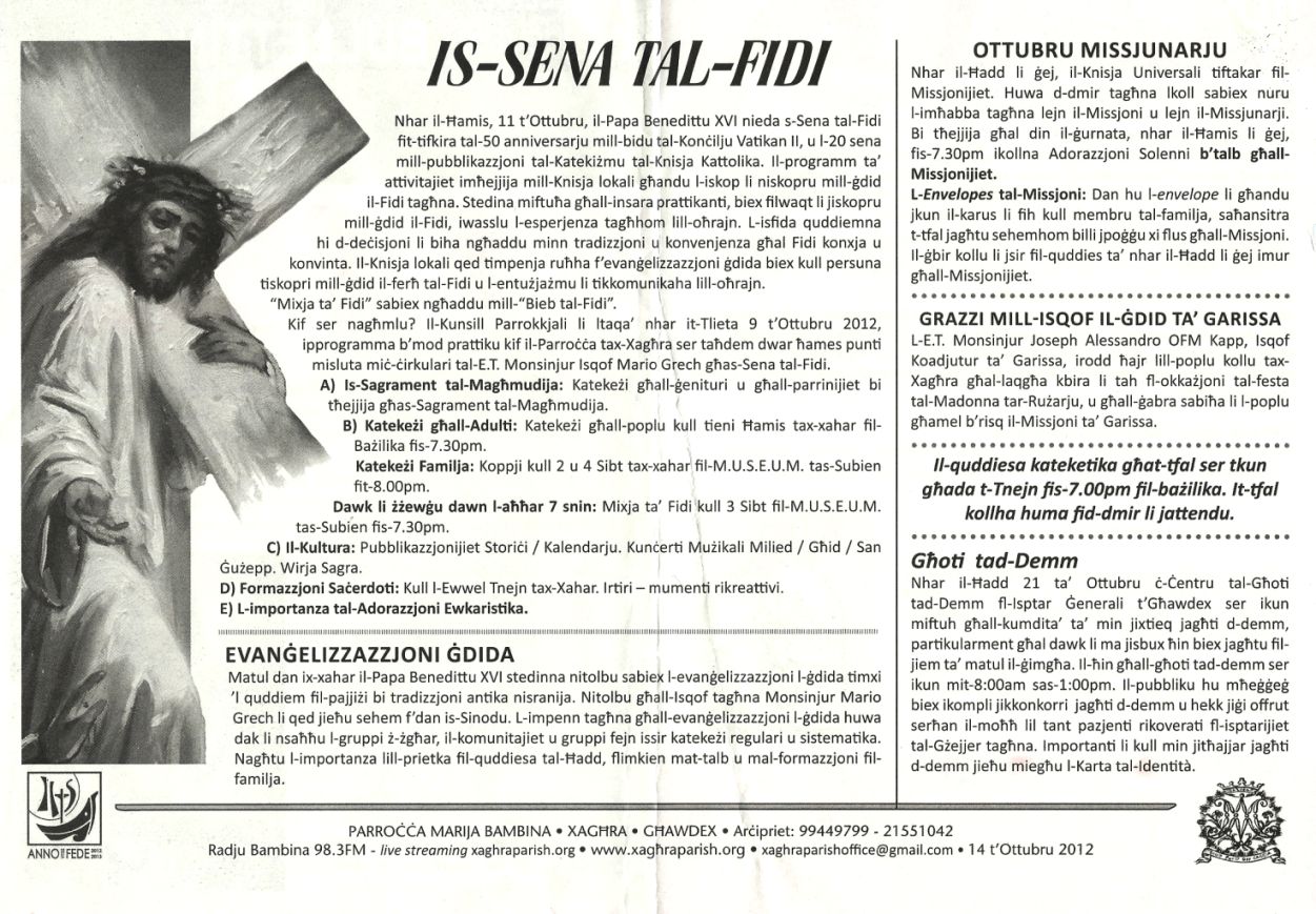 Il-Bullettin tal-Hadd – October 14